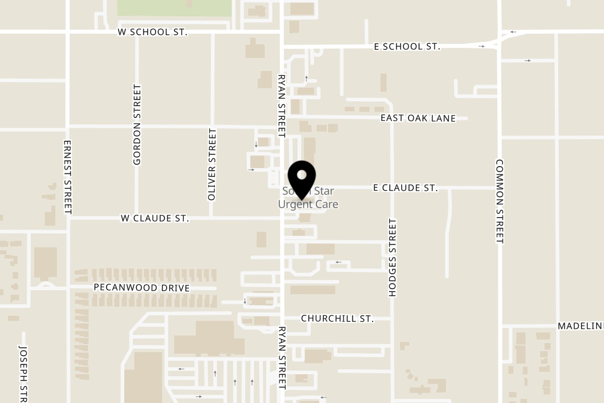 Map showing the location of Southern Spice Restaurant and Grill on 3901 Ryan St in Lake Charles